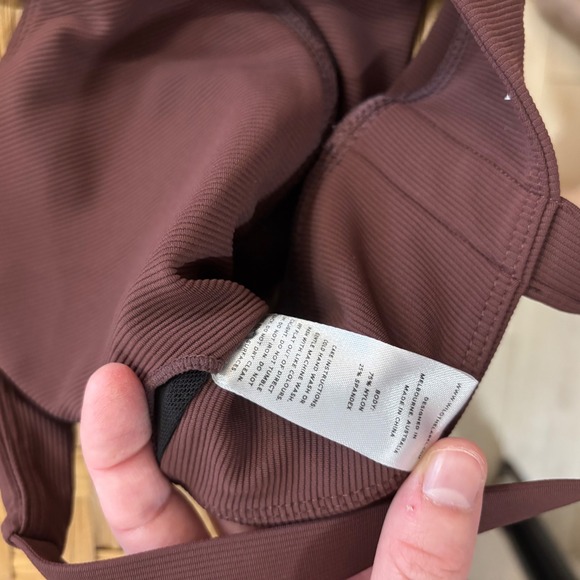WILO The Label Ribbed Chocolate brown Sports Bra Athletic Top Size Small - Picture 5 of 5